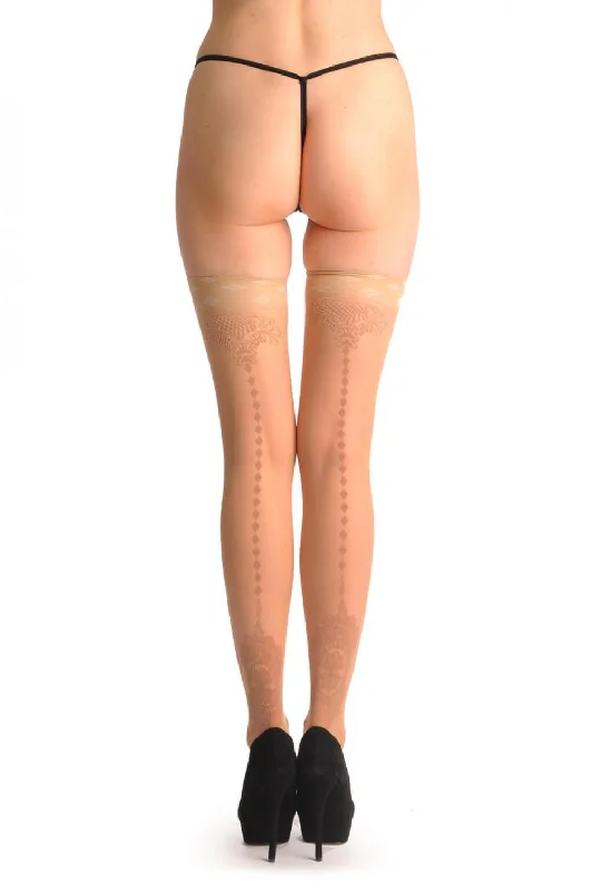 Purple stockings for a regal and mysterious lookNude With Velvet Vintage Elements & Geometrical Seam Purple stockings for a regal and mysterious lookNude With Velvet Vintage Elements & Geometrical Seam