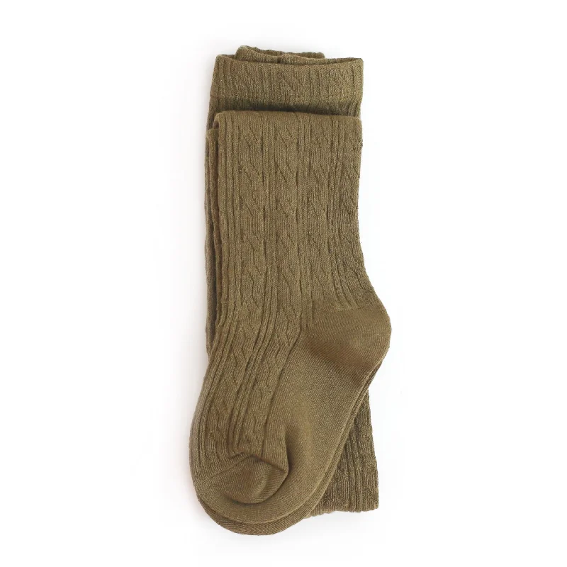 fleece - lined women tights for warmth in winterOlive Cable Knit Tights
