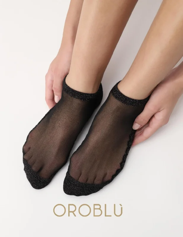 Women's quick - dry socks for water activitiesOroblu Sale Glowing Sneaker Socks Black VOBC67413