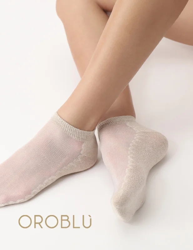 Women's bamboo fiber socks for eco - friendlinessOroblu Sale Glowing Sneaker Socks Ecru VOBC67413