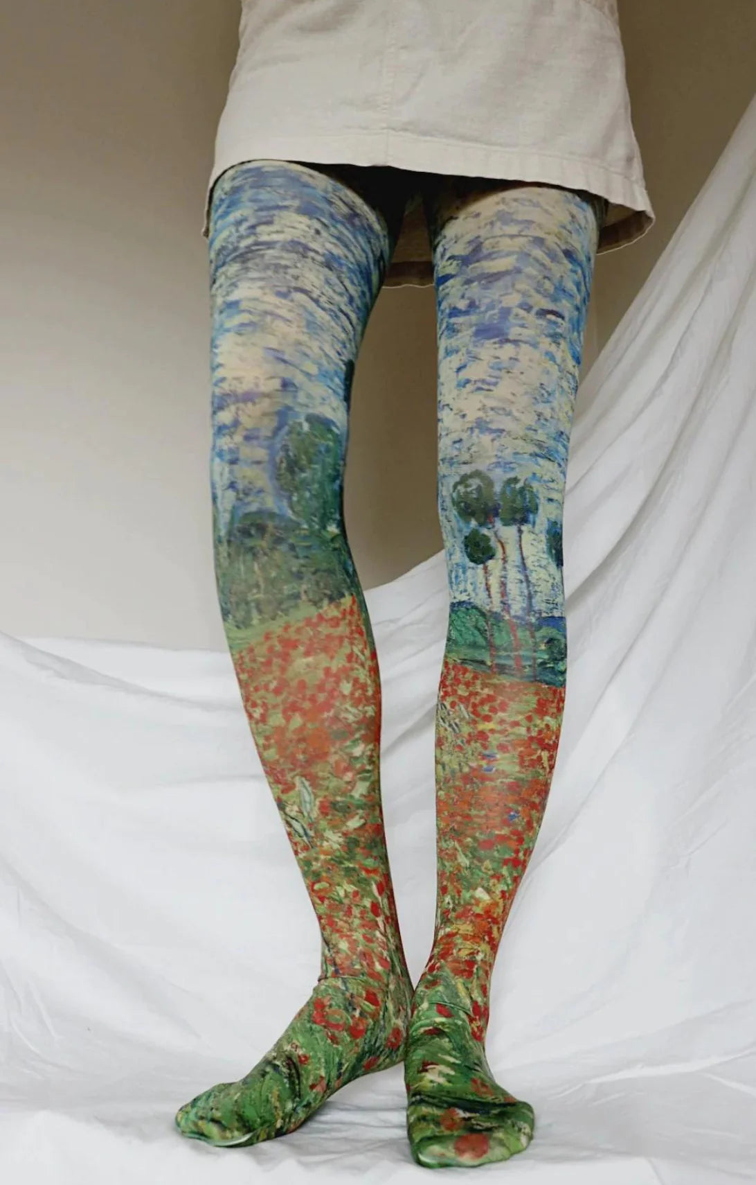 women tights for dance classes like ballet and jazzPoppy field by Van Gogh Printed Art Tights