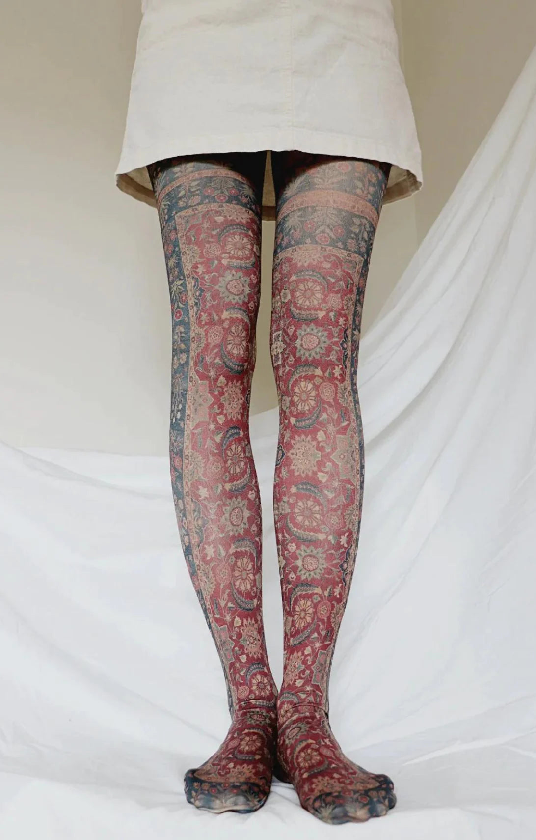 women tights for a night out with a short dressScrolling Vines and Blossom Printed Art Tights