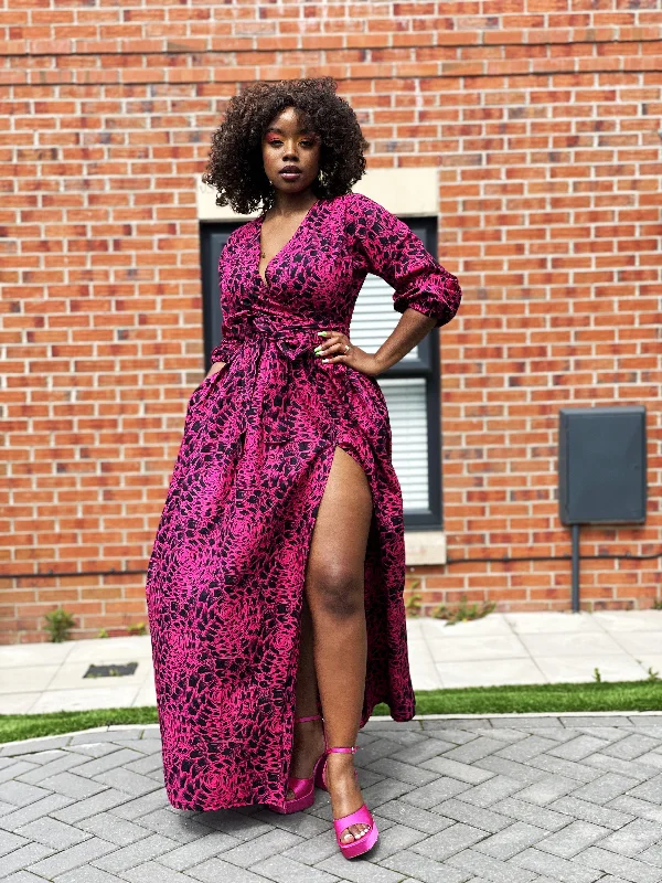 Printed maxi dresses with abstract patterns for an artistic lookAurelia Ankara Maxi Dress | Pink and Black African Print Printed maxi dresses with abstract patterns for an artistic lookAurelia Ankara Maxi Dress | Pink and Black African Print