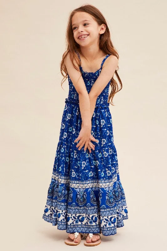 Maxi dresses with a cinched waist for a defined silhouetteBlue Boho Kids Maxi Dress Sleeveless Tiered Maxi dresses with a cinched waist for a defined silhouetteBlue Boho Kids Maxi Dress Sleeveless Tiered