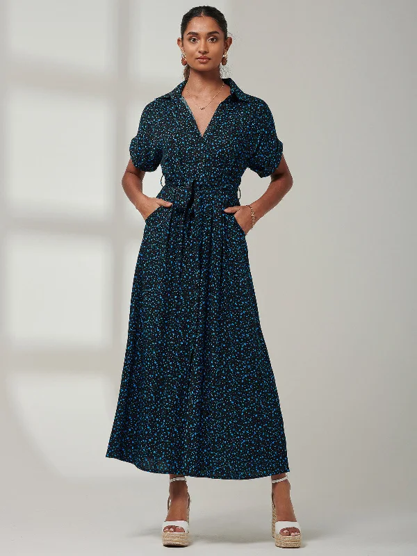 Maxi dresses with a paisley print for a classic and elegant styleDrop Shoulder Shirt Maxi Dress, Blue Animal Maxi dresses with a paisley print for a classic and elegant styleDrop Shoulder Shirt Maxi Dress, Blue Animal