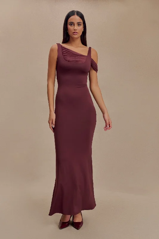 Sequined maxi dresses for formal evening galasJanette Recycled Nylon And Mesh Sleeveless Maxi Dress - Mahogany Sequined maxi dresses for formal evening galasJanette Recycled Nylon And Mesh Sleeveless Maxi Dress - Mahogany