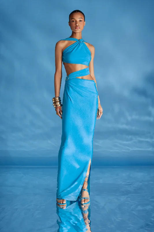 Maxi dresses with tassel accents for a fun and lively touchKivia Dress - Aqua Blue