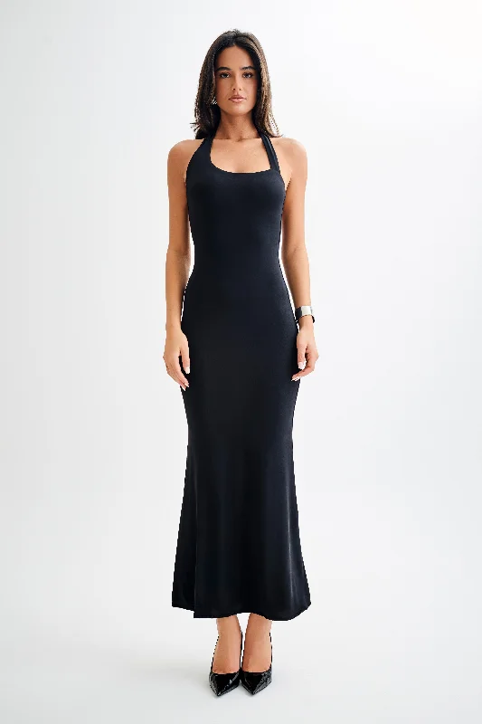 Maxi dresses with a gathered skirt for a voluminous and dramatic effectMarianne Asymmetrical Slinky Maxi Dress - Black Maxi dresses with a gathered skirt for a voluminous and dramatic effectMarianne Asymmetrical Slinky Maxi Dress - Black