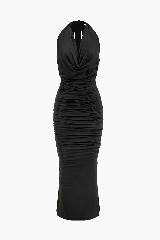 Maxi dresses with a gathered skirt for a voluminous and dramatic effectDraped Cowl Neck Sleeveless Maxi Dress Maxi dresses with a gathered skirt for a voluminous and dramatic effectDraped Cowl Neck Sleeveless Maxi Dress