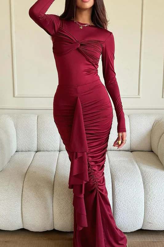 Maxi dresses with a wrap - around style for a customizable fitRuffle Twist Maxi Dress Maxi dresses with a wrap - around style for a customizable fitRuffle Twist Maxi Dress
