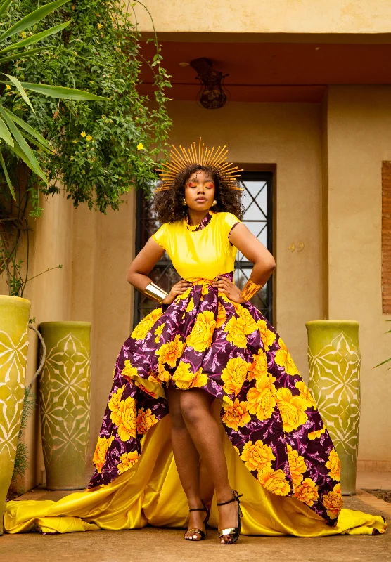 Raisa Ankara Maxi Dress | Yellow African Print