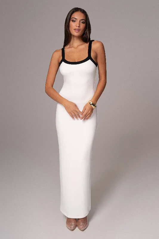 Maxi dresses with a belted empire waist for a more defined and flattering silhouetteWhite Francesca Contrast Maxi Dress Maxi dresses with a belted empire waist for a more defined and flattering silhouetteWhite Francesca Contrast Maxi Dress
