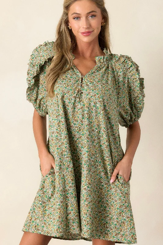 Floral print mini dresses for summer partiesCan't Replace You Green 100% Cotton Puff Sleeve Mini Dress Floral print mini dresses for summer partiesCan't Replace You Green 100% Cotton Puff Sleeve Mini Dress