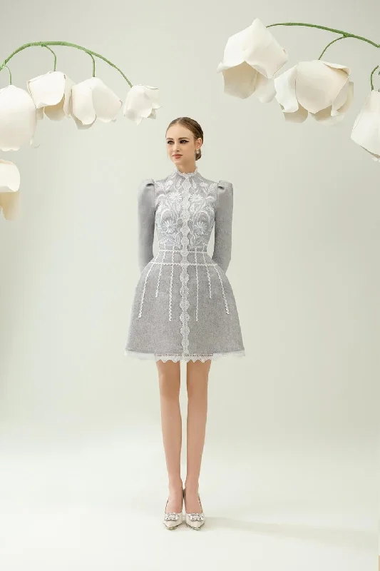 Mini dresses with halter necks for a stylish choiceCorail A-line High Neck Tweed Mini Dress Mini dresses with halter necks for a stylish choiceCorail A-line High Neck Tweed Mini Dress