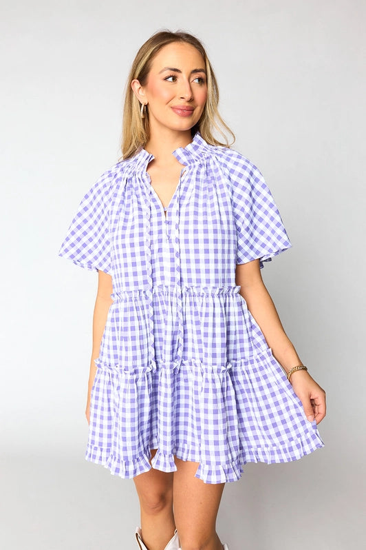 Mini dresses with ribbed textures for a unique appearanceLakin Swing Mini Dress - Violet Check Mini dresses with ribbed textures for a unique appearanceLakin Swing Mini Dress - Violet Check