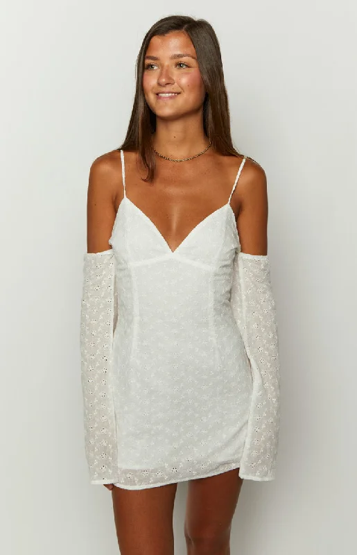 Polyester mini dresses for easy careMiami White Mini Dress
