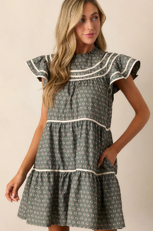 Metallic mini dresses for a glamorous eventWhat I Feel Olive Green Floral Flutter Sleeve Mini Dress Metallic mini dresses for a glamorous eventWhat I Feel Olive Green Floral Flutter Sleeve Mini Dress