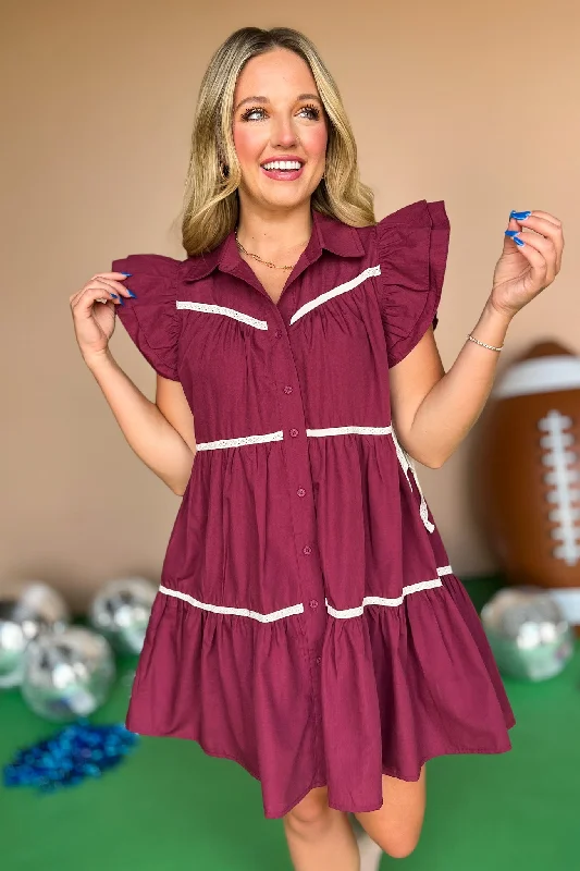 Velvet mini dresses for autumn weddingsBurgundy Collared Double Ruffle Sleeve Tie Side Detail Button Down Dress *FINAL SALE* Velvet mini dresses for autumn weddingsBurgundy Collared Double Ruffle Sleeve Tie Side Detail Button Down Dress *FINAL SALE*