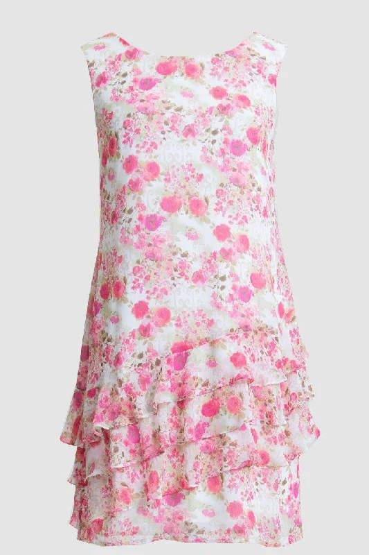 Mini cocktail dresses with a cold - shoulder ruffled sleeveConnected Apparel Short Floral Print Tiered Dress Mini cocktail dresses with a cold - shoulder ruffled sleeveConnected Apparel Short Floral Print Tiered Dress