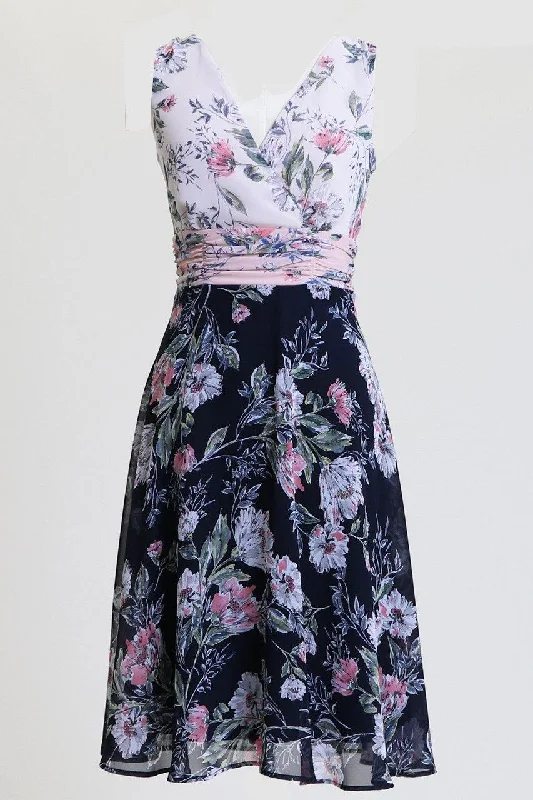 Sheath cocktail dresses in blush pink for a romantic lookConnected Apparel Short Sleeveless V Neck Dress