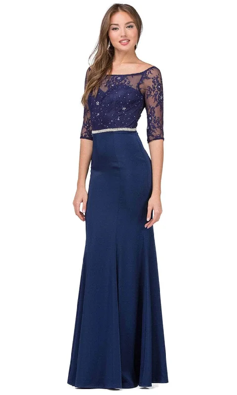 Tea - length wedding guest dresses with polka dot patternsDancing Queen 2201 - Bateau Neck Lace Prom Gown Tea - length wedding guest dresses with polka dot patternsDancing Queen 2201 - Bateau Neck Lace Prom Gown