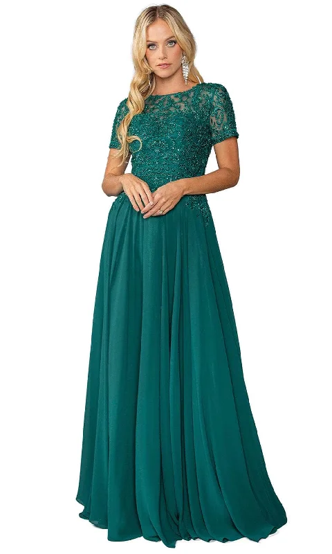 Wedding guest dresses with belted waists and knee - length skirtsDancing Queen 4444 - Short Sleeve Applique Prom Dress Wedding guest dresses with belted waists and knee - length skirtsDancing Queen 4444 - Short Sleeve Applique Prom Dress