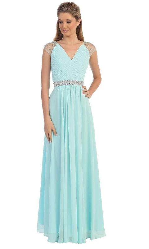 Embroidered wedding guest dresses in earthy tones for a rustic weddingDancing Queen 9182 - Cap Sleeve V-Neck Long Dress Embroidered wedding guest dresses in earthy tones for a rustic weddingDancing Queen 9182 - Cap Sleeve V-Neck Long Dress