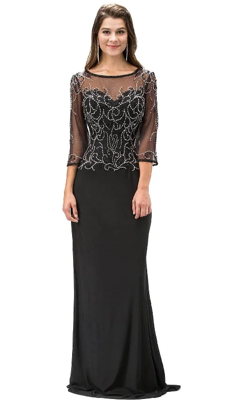 Wedding guest dresses with fringe accents for a bohemian - inspired weddingDancing Queen 9190 - Quarter Sleeve Sheath Long Gown Wedding guest dresses with fringe accents for a bohemian - inspired weddingDancing Queen 9190 - Quarter Sleeve Sheath Long Gown