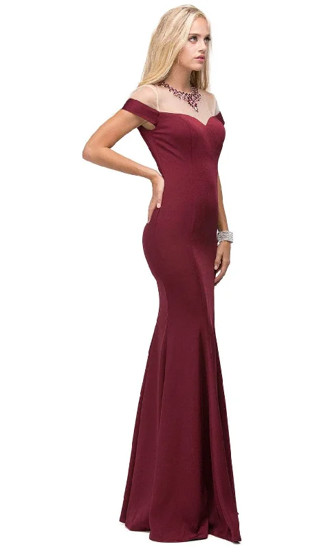 Wedding guest dresses with cold - shoulder designs and solid colorsDancing Queen 9752 - Beaded Collar Mermaid Prom Gown Wedding guest dresses with cold - shoulder designs and solid colorsDancing Queen 9752 - Beaded Collar Mermaid Prom Gown
