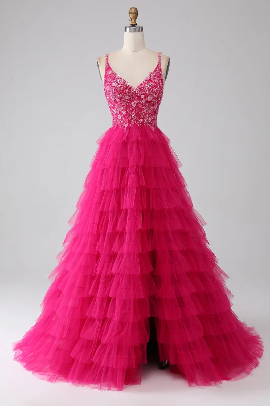 Velvet cocktail dresses with long sleeves for winter galasFuchsia Princess A-Line Spaghetti Straps Sequin Tiered Long Prom Dress with Slit Velvet cocktail dresses with long sleeves for winter galasFuchsia Princess A-Line Spaghetti Straps Sequin Tiered Long Prom Dress with Slit
