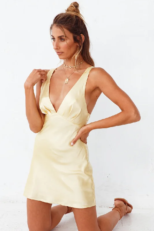 Polyester mini dresses for easy careHELLO MOLLY Night In Cabana Dress Yellow