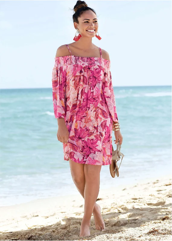 Mini dresses with geometric prints for a modern aestheticFloral Cold-Shoulder Dress - Pink Multi Mini dresses with geometric prints for a modern aestheticFloral Cold-Shoulder Dress - Pink Multi