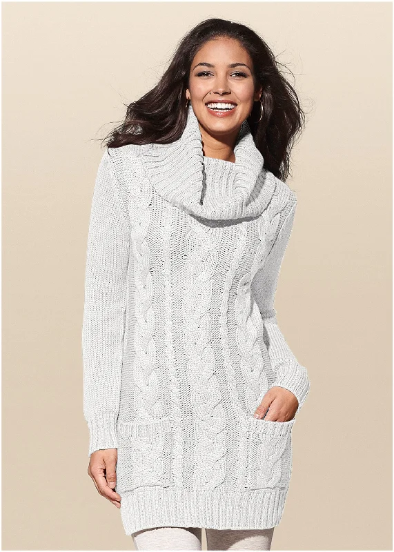 Mini dresses with side slits for a sexy appealCozy Sweater Dress - Off White