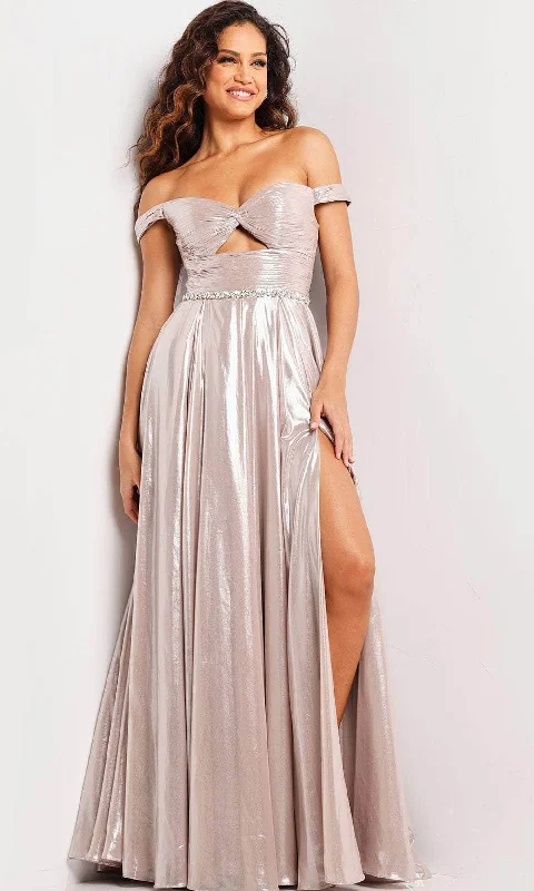 Wedding guest dresses with pom - pom trims for a playful lookJovani 37381 - Pleated Metallic Prom Gown Wedding guest dresses with pom - pom trims for a playful lookJovani 37381 - Pleated Metallic Prom Gown