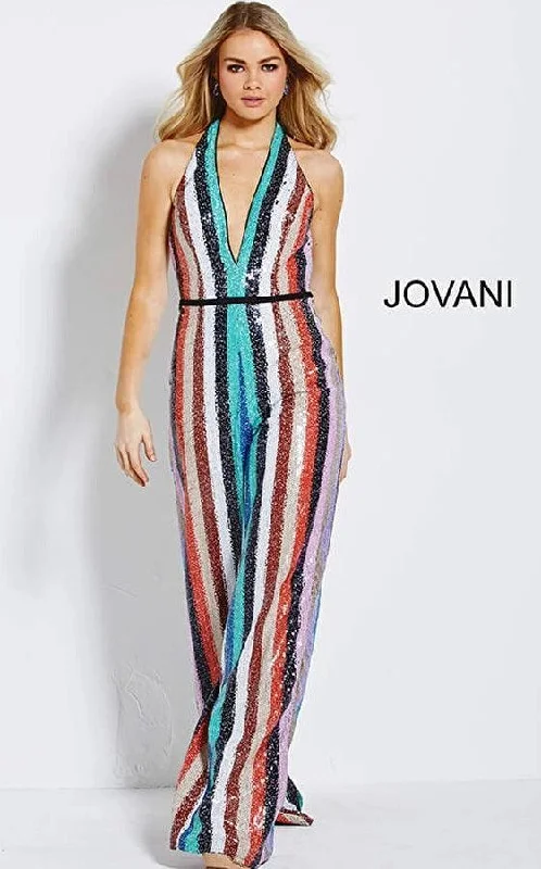 Wedding guest dresses with keyhole backs and flowing fabricsJovani Formal Halter Stripe Jumpsuit Sale Wedding guest dresses with keyhole backs and flowing fabricsJovani Formal Halter Stripe Jumpsuit Sale
