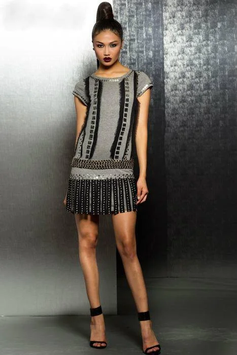 Ribbed - texture cocktail dresses with a cap - sleeve designJovani M145 Fringe Short Dress Cocktail Ribbed - texture cocktail dresses with a cap - sleeve designJovani M145 Fringe Short Dress Cocktail