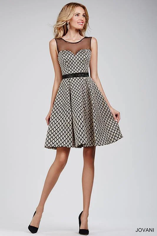 Ruffled cocktail dresses with a knee - length hem for a feminine appealJovani M27328 Short Dress Cocktail Ruffled cocktail dresses with a knee - length hem for a feminine appealJovani M27328 Short Dress Cocktail