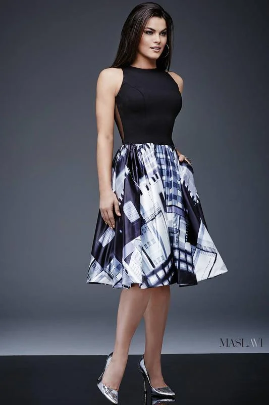 Mini cocktail dresses with a pleated bodice and a spaghetti - strap backJovani M365 Sleeveless Cocktail Dress