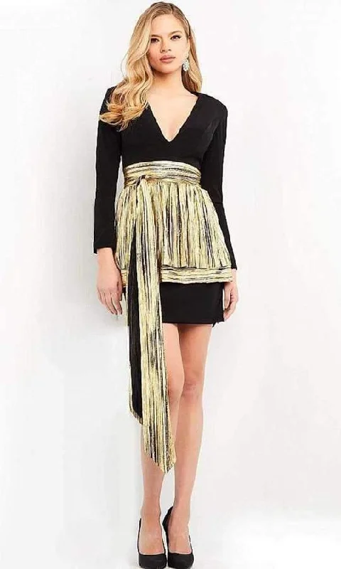 Long - cocktail dresses with a slit and a fitted bodiceJovani M1789 Short Metallic Dress