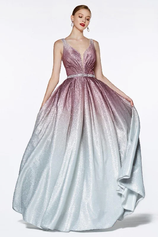 Lace - trimmed wedding guest dresses in blush pinkCinderella Divine CB0041 Long Ombre Prom Dress Lace - trimmed wedding guest dresses in blush pinkCinderella Divine CB0041 Long Ombre Prom Dress