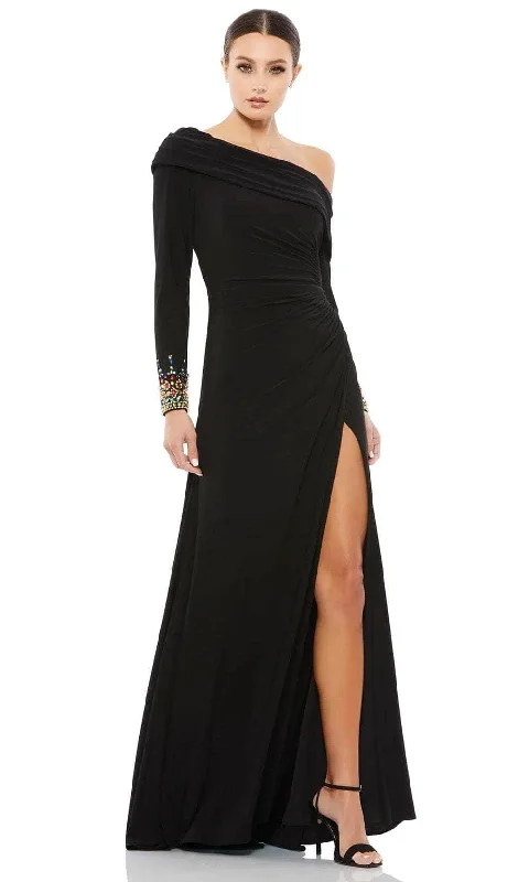 Asymmetric - hem wedding guest dresses in metallic huesMac Duggal Evening - 12231 Jewel Cuffed Asymmetrical Long Gown Asymmetric - hem wedding guest dresses in metallic huesMac Duggal Evening - 12231 Jewel Cuffed Asymmetrical Long Gown