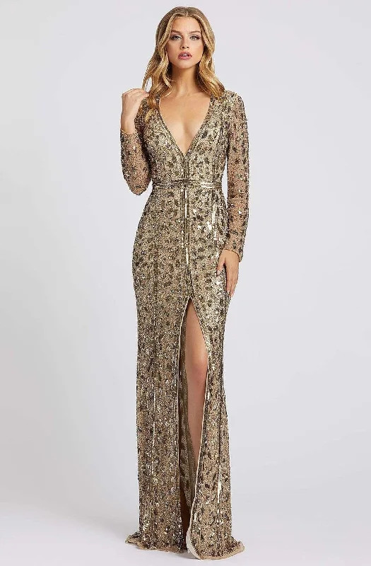 Sleeveless wedding guest dresses with ruffled hemsMac Duggal Evening - 5002D Fully Sequined Deep V-neck Trumpet Dress Sleeveless wedding guest dresses with ruffled hemsMac Duggal Evening - 5002D Fully Sequined Deep V-neck Trumpet Dress