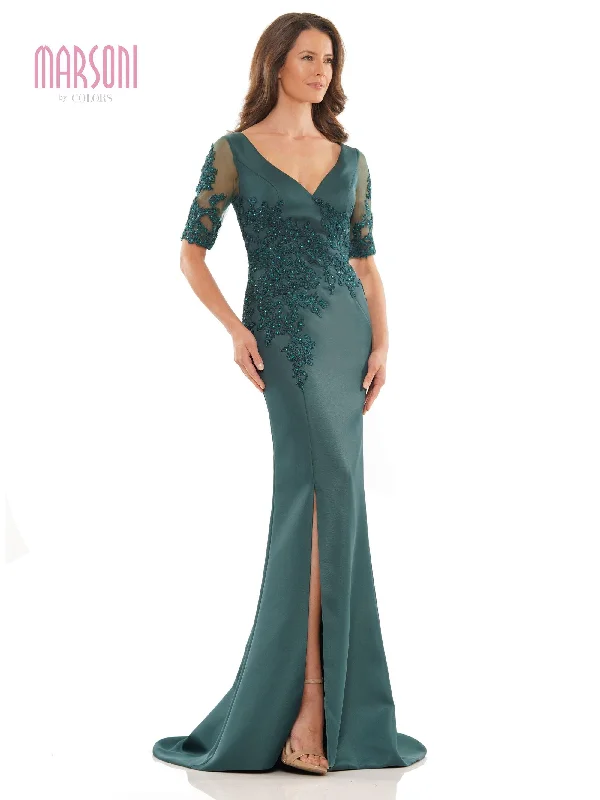 Sheer wedding guest dresses with lace inserts and long sleevesMarsoni Mother of the Bride Long Gown 1173 Sheer wedding guest dresses with lace inserts and long sleevesMarsoni Mother of the Bride Long Gown 1173