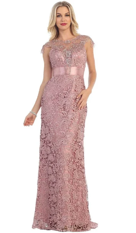 Wedding guest dresses with tassel - adorned belts and A - line skirtsMay Queen - Cap Sleeve Floral Lace Evening Gown RQ7182 Wedding guest dresses with tassel - adorned belts and A - line skirtsMay Queen - Cap Sleeve Floral Lace Evening Gown RQ7182