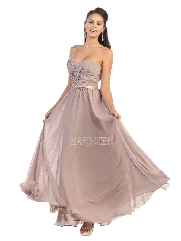 Polka - dot - printed wedding guest dresses with short sleevesMay Queen - MQ1145 Ruched Bodice Sweetheart A-Line Gown Polka - dot - printed wedding guest dresses with short sleevesMay Queen - MQ1145 Ruched Bodice Sweetheart A-Line Gown