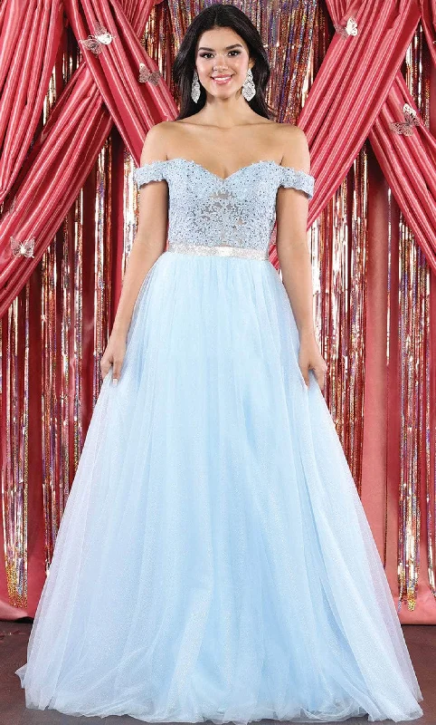 Polka - dot - printed wedding guest dresses with short sleevesMay Queen MQ1935 - Embroidered A-Line Prom Dress Polka - dot - printed wedding guest dresses with short sleevesMay Queen MQ1935 - Embroidered A-Line Prom Dress