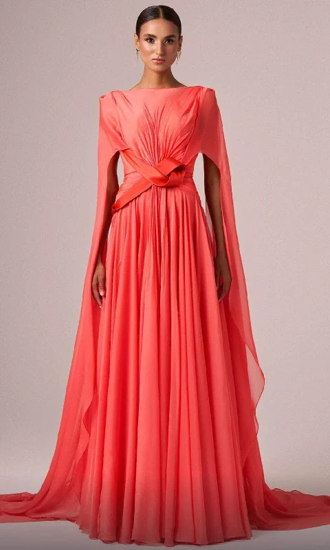 Wedding guest dresses with button - down fronts and A - line silhouettesMNM Couture E0061 - Sheer Cascade Evening Gown Wedding guest dresses with button - down fronts and A - line silhouettesMNM Couture E0061 - Sheer Cascade Evening Gown