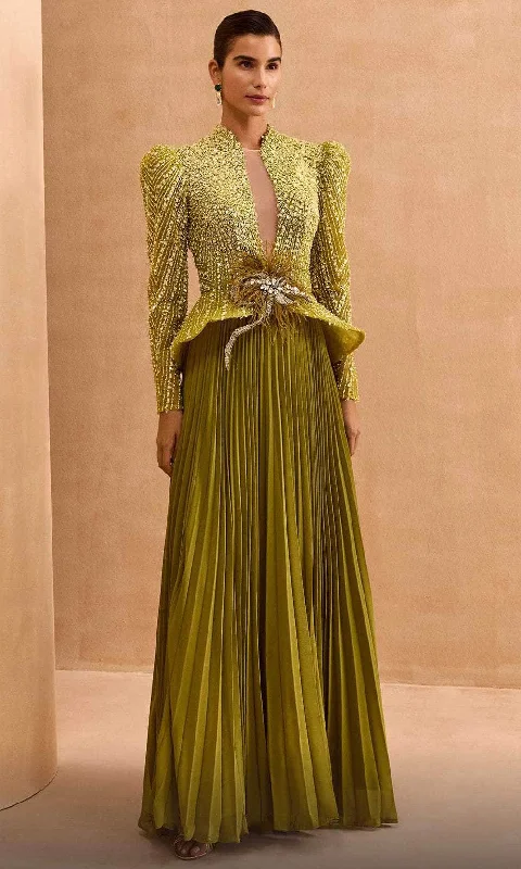 Wedding guest dresses with high - low hems and floral appliquesMNM Couture V06941 - Beaded Peplum Evening Dress Wedding guest dresses with high - low hems and floral appliquesMNM Couture V06941 - Beaded Peplum Evening Dress