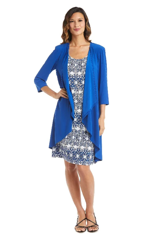 Ribbed - texture cocktail dresses with a cap - sleeve designR&M Richards 7687 Short Two Piece Print Jacket Dress Ribbed - texture cocktail dresses with a cap - sleeve designR&M Richards 7687 Short Two Piece Print Jacket Dress