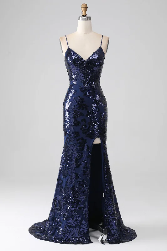 Mini cocktail dresses with a denim fabric for a casual - chic lookShimmering Sequin Mermaid Spaghetti Strap Prom Dress with Slit Mini cocktail dresses with a denim fabric for a casual - chic lookShimmering Sequin Mermaid Spaghetti Strap Prom Dress with Slit